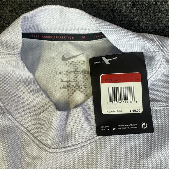 Nike Dri-FIT ADV Golf Tiger Woods Mock Polo Mens Large Light Violet DR5324-536 - Picture 7 of 8
